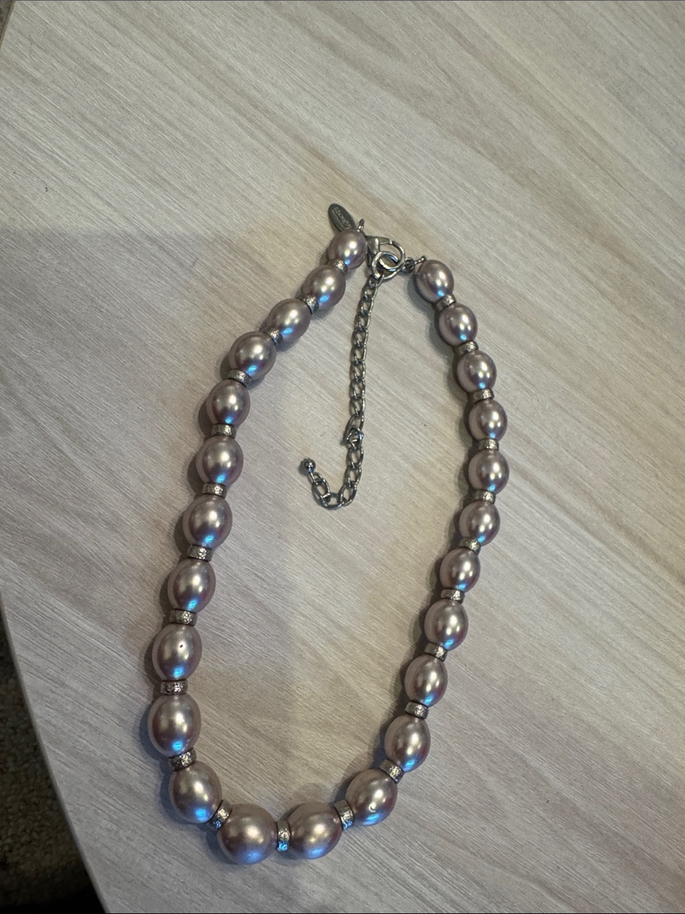 Vintage Talbots Pearl-Effect Beaded Necklace in Taupe - Women Jewelry